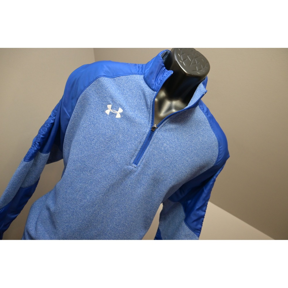 Under Armour Pullover Jacket Mens Medium Blue Hybrid 1/4 Zip Activewear EUC